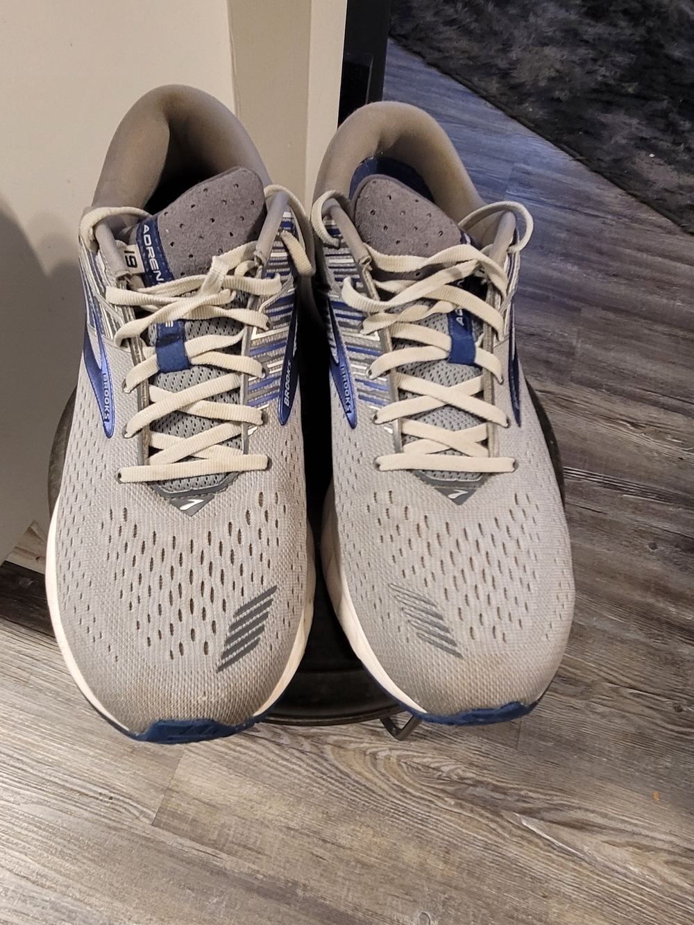 Brooks Men's Adrenaline 19 Light Gray with Blue Accents 13m